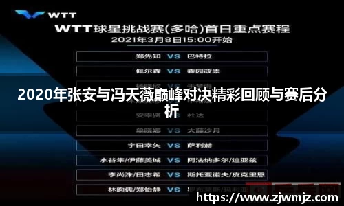 2020年张安与冯天薇巅峰对决精彩回顾与赛后分析